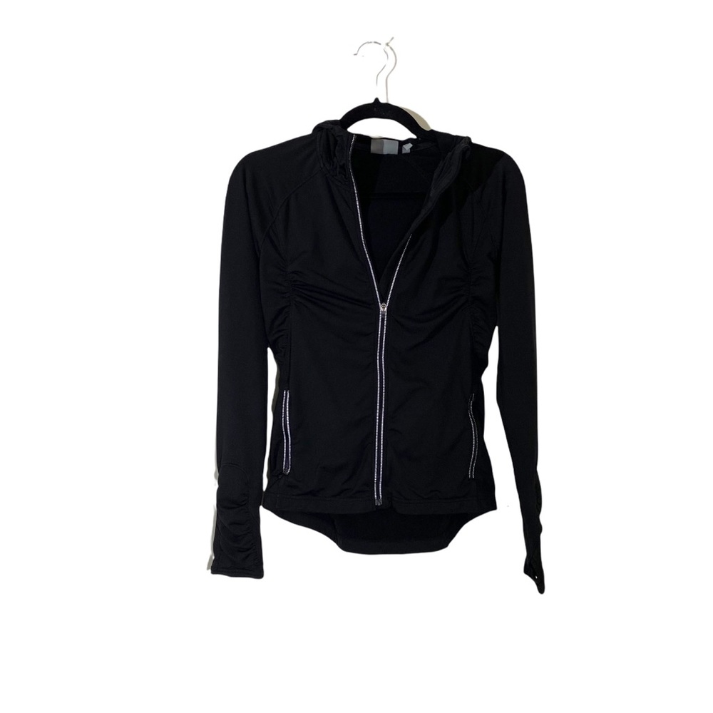 Athleta Black Motorcycle Jacket with Zipper Details